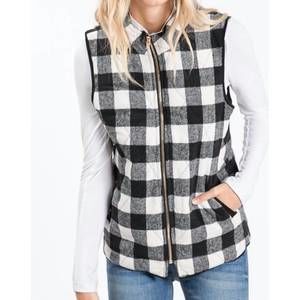 NEW HEIMISH USA gingham patterned vest in black/white